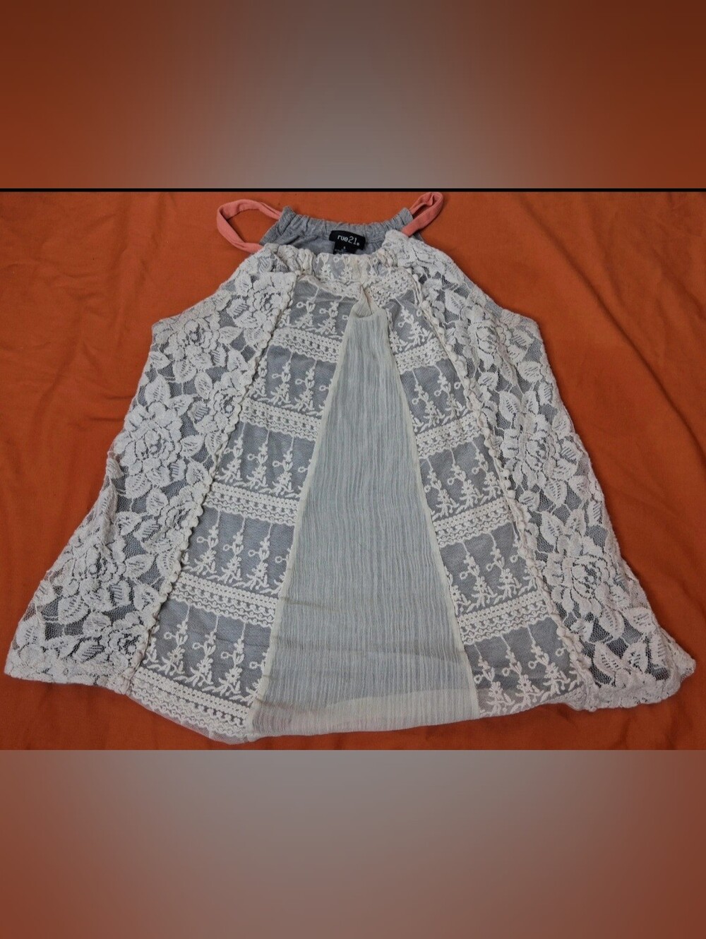 Rue21 Boho Lace with Pink Straps Womans Small